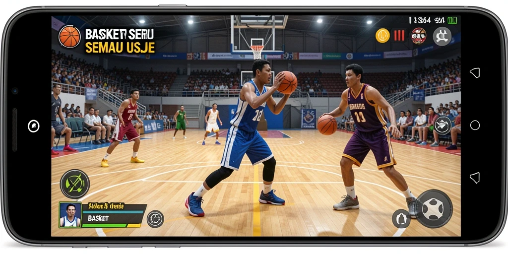 Tampilan antarmuka menarik dari game Basket 8364