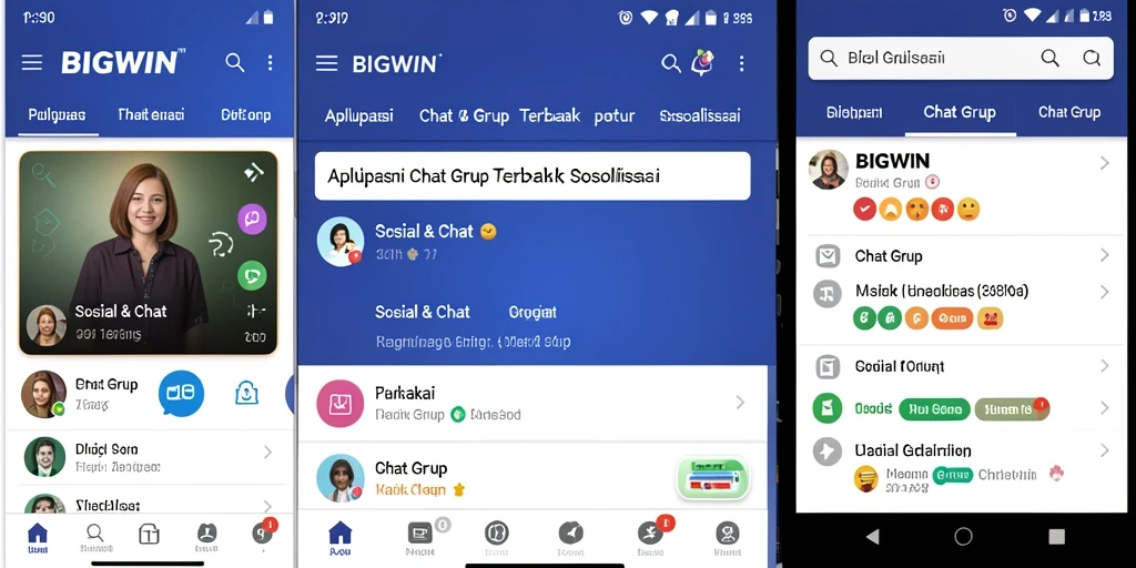 Tampilan antarmuka BIGWIN dengan fitur Chat Grup yang interaktif.