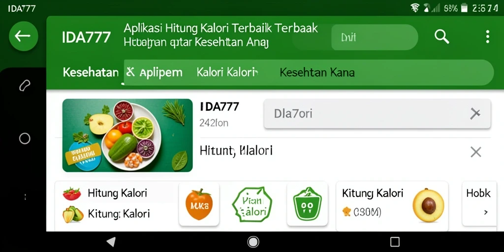 Tampilan utama aplikasi IDA777 yang menampilkan fitur Hitung Kalori.