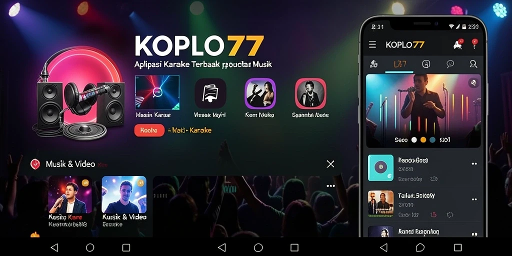 Screenshot antarmuka KOPLO77 menampilkan fitur karaoke interaktif.