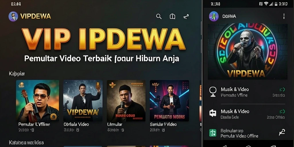 Antarmuka pengguna intuitif dari VIPDEWA saat memutar video offline.