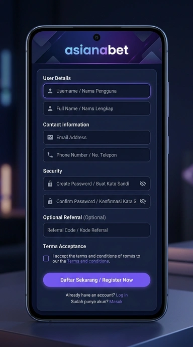 Cara Mudah Registrasi Akun Asianabet untuk Pemain Android